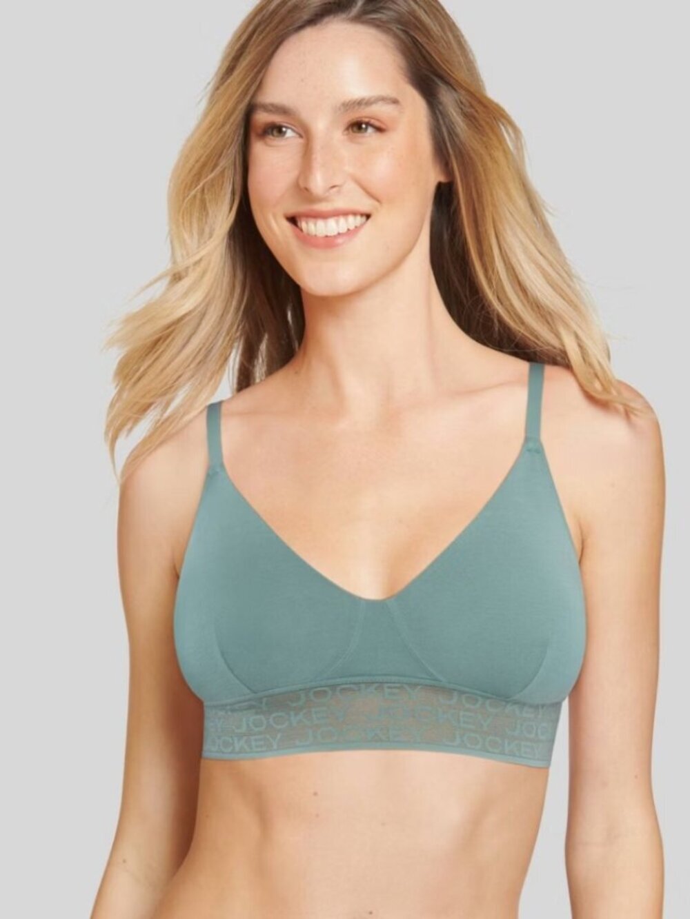Jockey Generation Womens Small Soft Touch Logo Bralette in Wisteria Green 2420